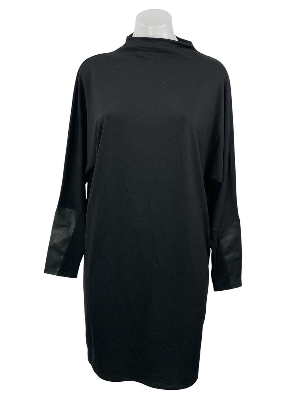 NEW Express Women's Black Long Sleeve Mock Neck Pullover Mini Shift Dress Size S